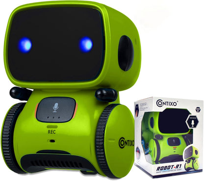 Contixo R1 Kids Robot Toy, Blue Interactive Smart Robots with Voice Control Talking Dancing Learning Touch Sensor Compact Educational Portable Toy for Boys Girls Toddlers 3-8 Years Old Birthday Gifts