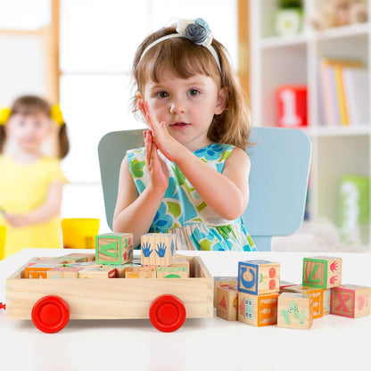 Joqutoys ABC Wooden Building Blocks for Toddlers 1-3 Large, 26 PCS Alphabet & Number Stacking Blocks, Educational Learning Toys for Boys Girls Kids Gifts 1.65''