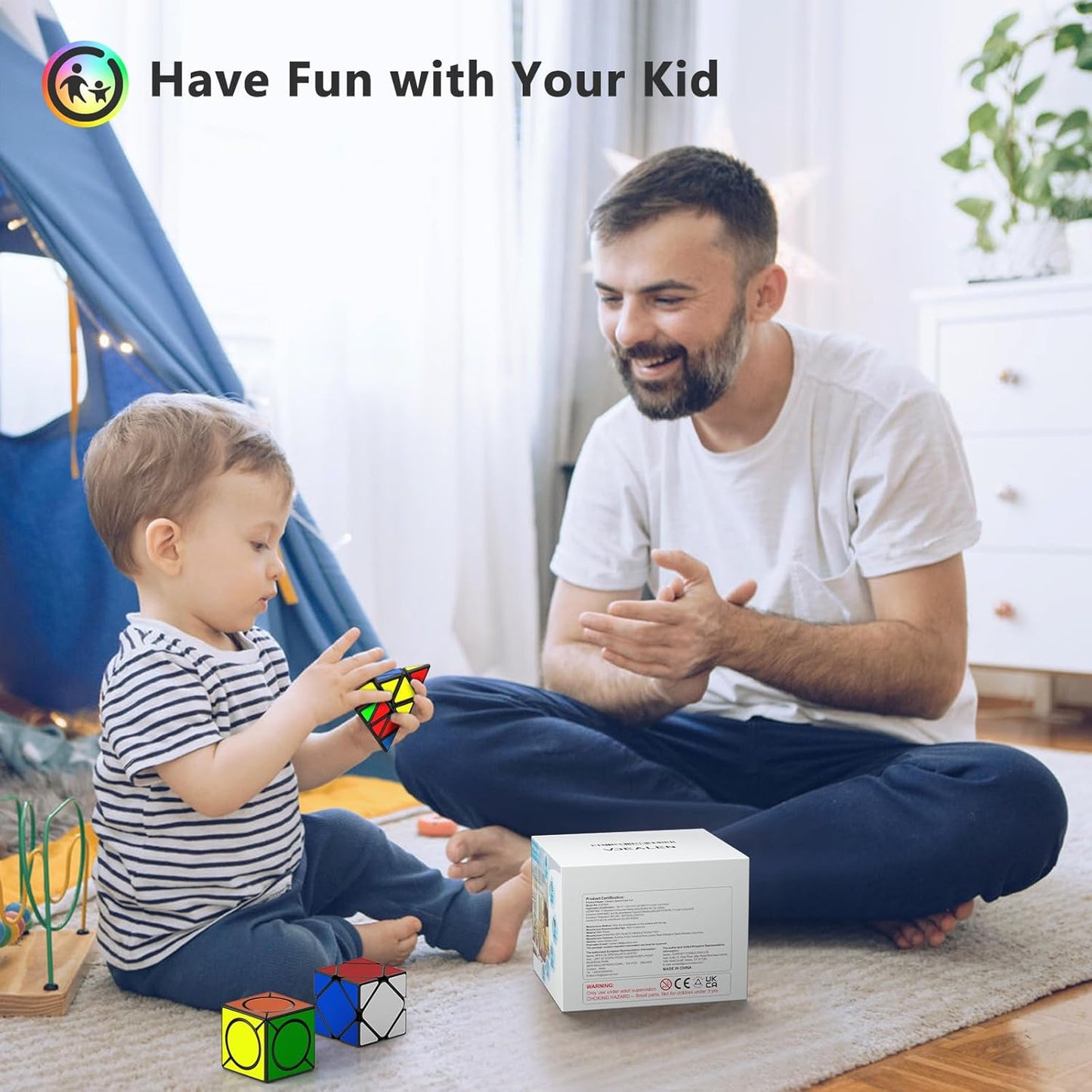Vdealen Speed Cube Set, 7 Pack Puzzle Cube Bundle Fidget Ball 2x2 3x3 4x4 Pyramid Dodecahedron Rainbow Snake Magic Cube, Smooth Cube Game Toys Gift for Kids & Adults