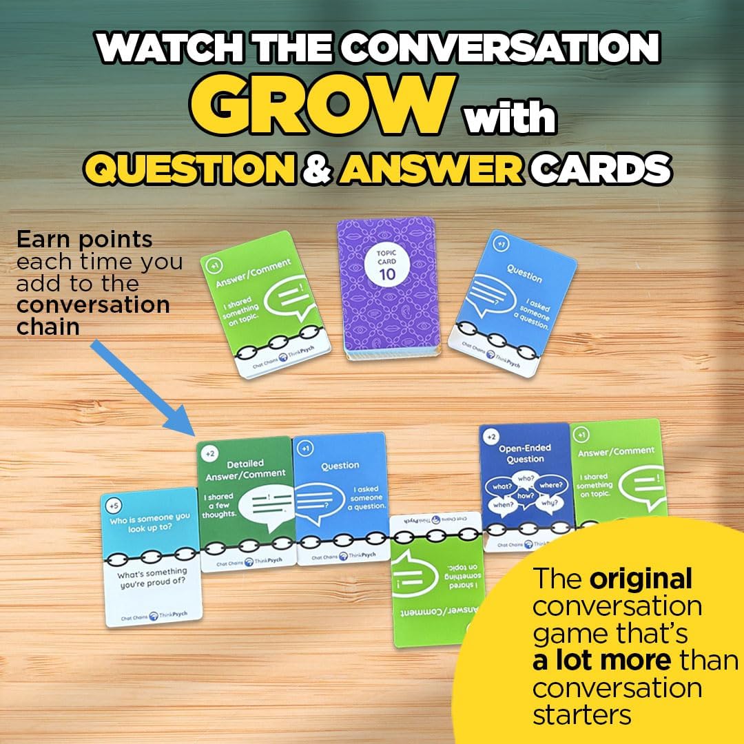 ThinkPsych Chat Chains - The Game That Connects Us | Social Skills Games | Therapy Games for Teens and Kids | Ages 8-99 | Therapy Conversation Cards | 15 Mins Playtime