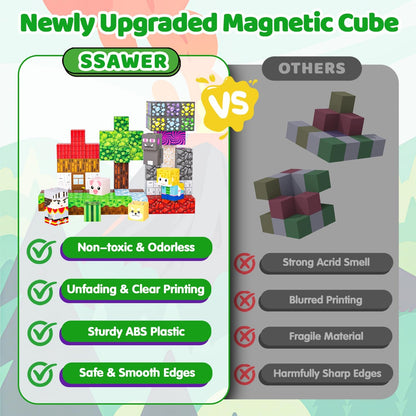 Magnetic Blocks Toys for Kids, 100 PCS Building Blocks Cubes, Stacking Magnetic Tiles Toys for Kids Toddlers Boys Girls Ages 3 4 5 6 7 8-12 Birthday Gifts Party Supplies (Underworld)