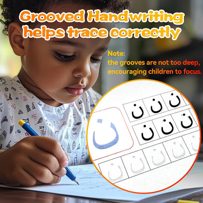 4 Magic Grooved Writing Practice for Kids - English Pre K Tracing Practice Book, Reusable Preschool Handwriting Workbooks Without Tears, 4-Theme Copybooks with Pen Refill for Age 3-10 (English, Small)