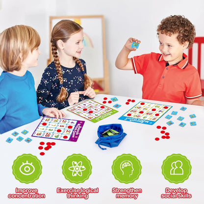 Quilinz Alphabet Bingo Game,Letter/Number/Sight Word Bingo Game for Kids,ABC and 123 Bingo Board Games for Kids 4-6,Alphabet Learning Toys for Kindergarten,Matching Game,Perfection Game for Kids