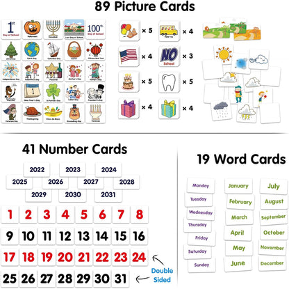Godery Calendar and Weather Pocket Chart, Classroom Organized Chart, 149 Pieces