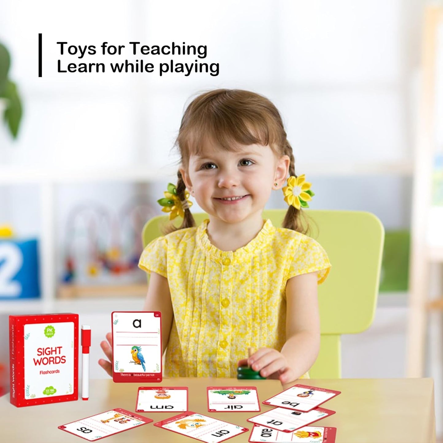 WJPC 55 Cards, 106PCS High Frequency First-Grade Sight Words Flash Cards, 1st Grade Phonics Learning Cards for 5,6,7,8 Years Ages Kids Boys, Girls Learn to Read, Write, Association, Sentence Making