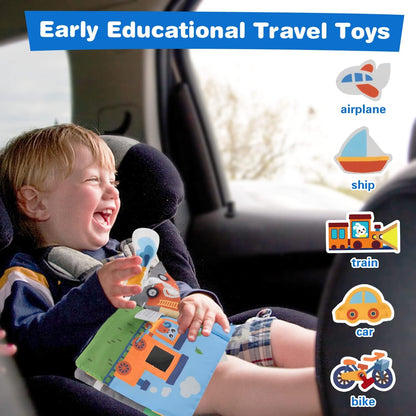 Richgv Baby Books Toys 0-6-12 Months, Baby Boy Gifts Touch and Feel Crinkle Books with Dino Doll, Newborn Infant Carseat Toys 6-9-12 Months Shower Gifts Easter Basket Stuffers