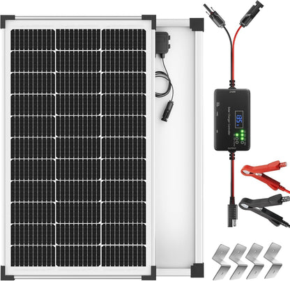 Voltset 12V Solar Battery Charger - 20W Waterproof Solar Panel Kit with Smart MPPT Controller - Trickle Charger Maintainer for Car RV Boat Marine Trailer Automotive Trailer Truck Motorcycle