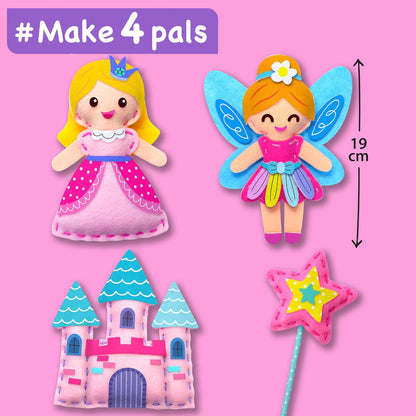 EZCRA Fairy Sewing Kit for Kids Ages 4-8, 4 Easy Projects, No-Mess Learn-to-Sew Arts & Crafts with Felt Stickers for Beginners