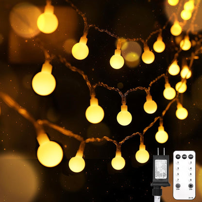 suddus String Lights for Bedroom, 66ft 200 Led Connectable Globe String Lights Indoor, Hanging Fairy Lights Plug in with Remote for Kids Room Dorm Classroom Outdoor Christmas Tree Decor, Warm White