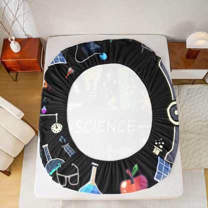Erosebridal Science Theme Bed Sheets Set Full Size for Boys Girls Chemistry Periodic Table Print Sheet Set Chemical Subject Theme Sheets Teens Kids Math Science Atyle Fitted Sheet 4 Pcs