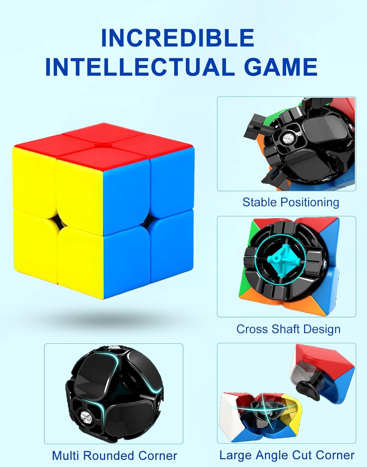 CFMOUR Speed Cube 3x3x3 - Moyu Meilong 3C, Stickerless Magic Cube 3x3, Fast Smooth Turning Vivid Colour 3D Puzzle Brain Toy Travel Games, Turns Quicker Than Original