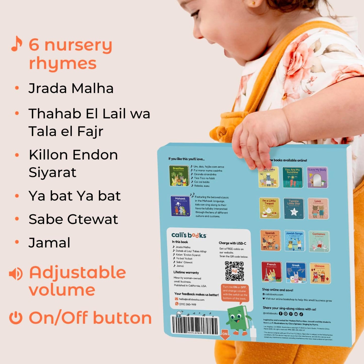 Cali's Books French Nursery Rhymes | New Rechargeable Sound Books | Sound Book for Toddlers 1-3 | Bilingual Books for 1 Year Old | | French Baby Book