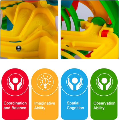 3D Maze Ball, Brain Teaser Puzzle Ball Interactive Maze Sphere Game (11cm,4.3’’) with 88 Obstacles Labyrinth Puzzle Ball for Kids Education Toys