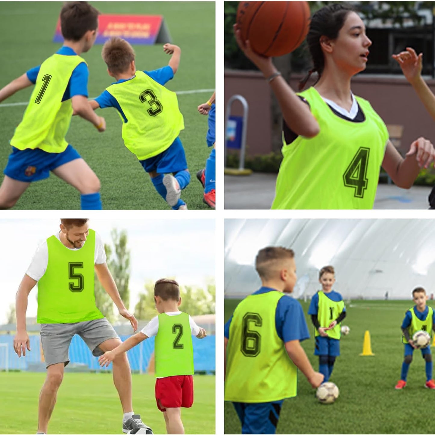 6 Pcs Pinnies Team Practice Vests with Numbers for Child Youth Teen Adult,Ideal for Soccer, Football,Basketball