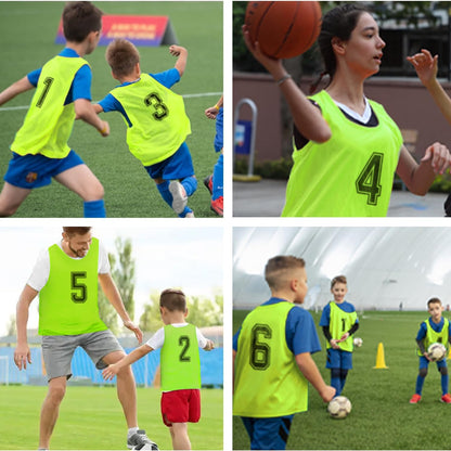 6 Pcs Pinnies Team Practice Vests with Numbers for Child Youth Teen Adult,Ideal for Soccer, Football,Basketball