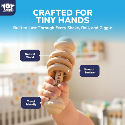 TOY Life Wooden Toys Cars, Montessori Baby Toys 6-12 Months, Wooden Baby Toys Rattle Cars for Toddlers 1-3, Baby Boy Girl Nursery Decor, Montessori Toys for 1 Year Old Boy First Birthday Gift