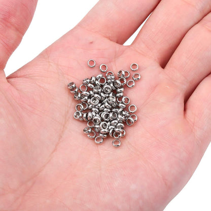 BEADIA Stainless Steel Spacer Beads 3x2.5mm Round Loose Charm Caps Beads for DIY Jewelry Making 100pcs with 1mm Hole