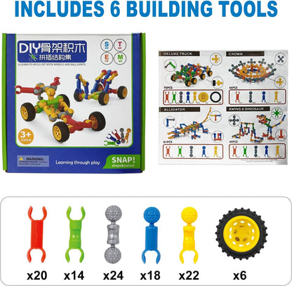 Caferria Kids Building Kit STEM Toys, 110 Pcs Educational Construction Engineering Building Blocks DIY Learning Set for Ages 3-10 Year Old Boys Girls, Best Gift for Children Creative Games Fun Play
