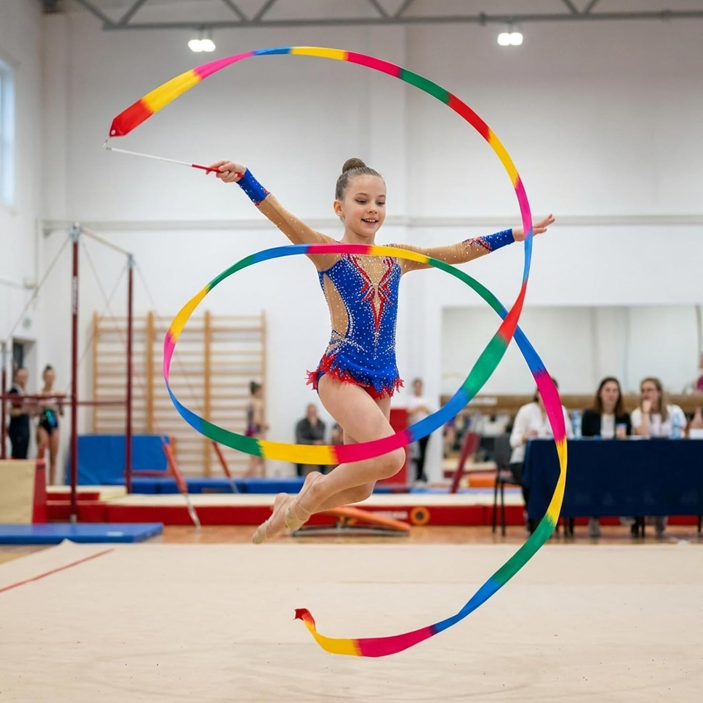 YGEOMER Ribbon Wands, 12pcs Rainbow Gymnastics Ribbons for Kids, Twirling Dance Sticks for Artistic Dancing, Talent Shows & Birthday Party Props