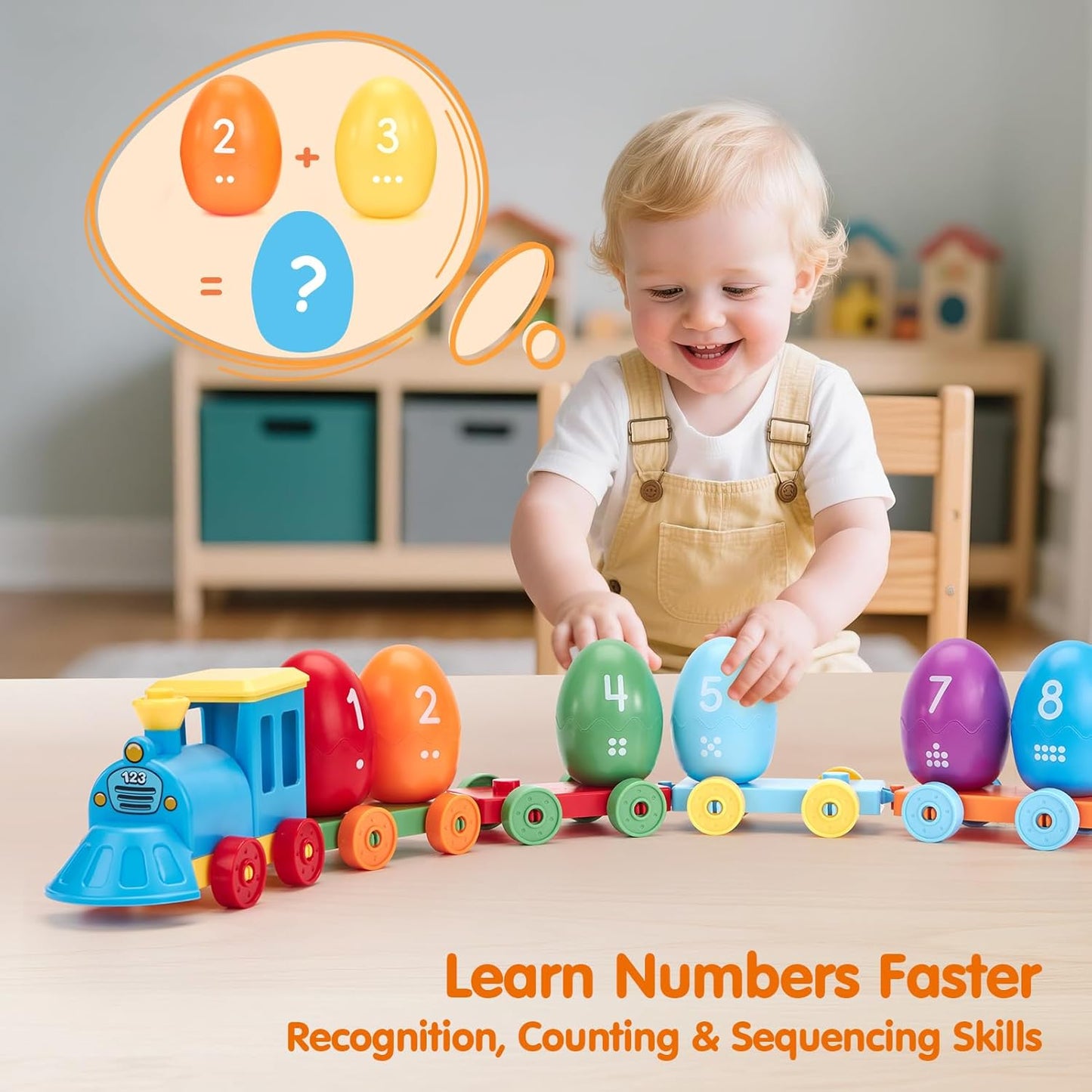 Toddler Learning Toys for 2 3 Year Old-Counting Matching & Sorting Activity Montessori Train Set with Farm Animals Finger Puppets Keys to Lock and Unlock Barn Birthday Gift for Boys Girls 2-5