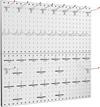 TORACK Metal Pegboard Wall Organizer 24" x 24" or 12" x 48", 70 PCS Tools Storage Pegboard for Garage Tool Organizer Pegboard with Peg Board Hooks for Workbench(Blue)