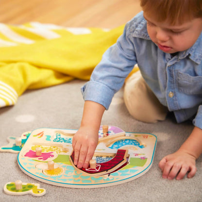 B. toys – 4 Wooden Peg Puzzles – Dinosaurs, Sea Animals, Vehicles, Farm – Puzzles for Toddlers, Kids – 18+ Months