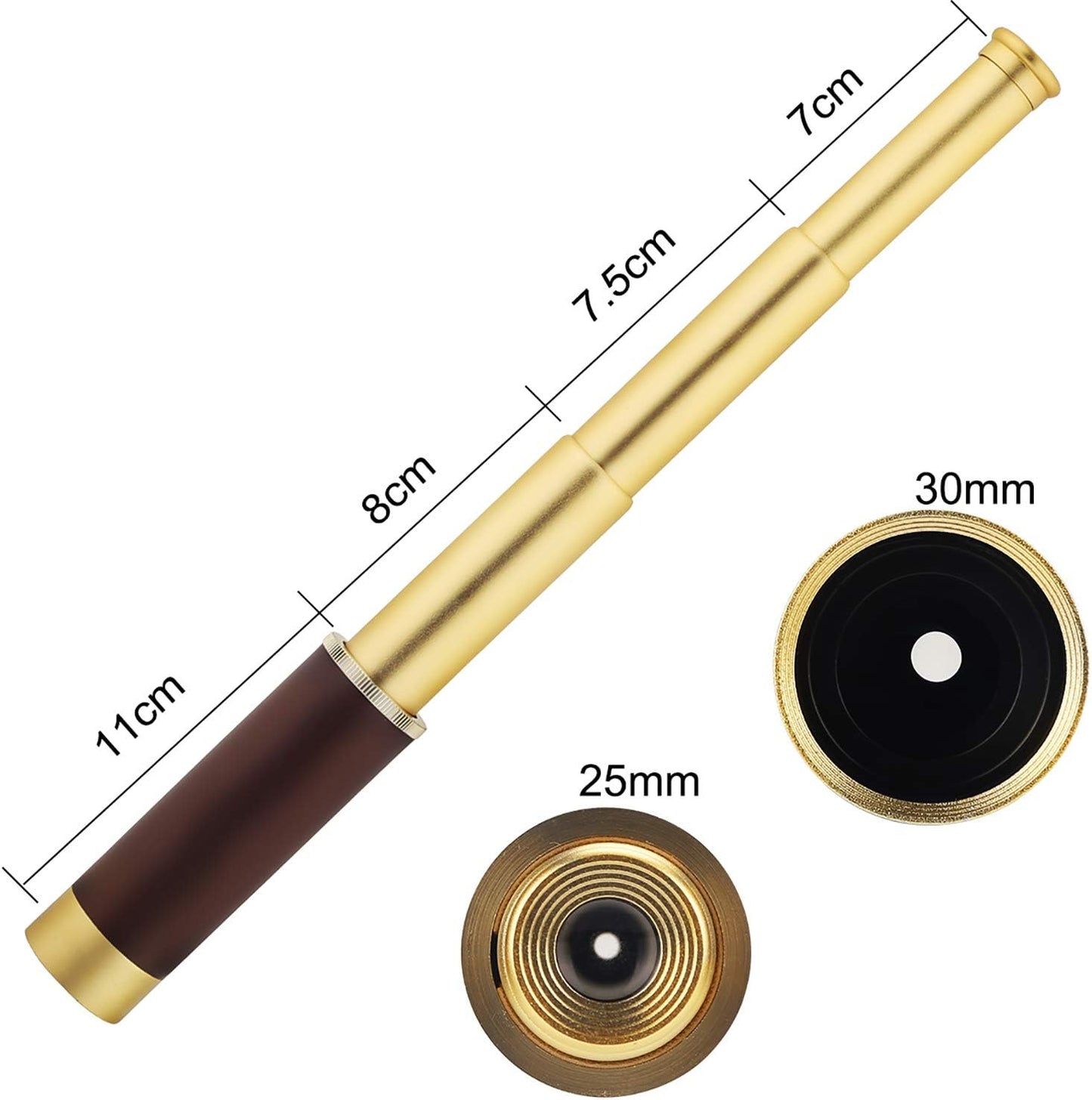 Pirate Spyglass Telescope, Caribbean Collapsible Spyglass 25x30 High Powered Zoomable Pirate Monocular Telescope Handheld Telescope Pirate Spyglass for Bird Watching Hunting Hiking Travelling
