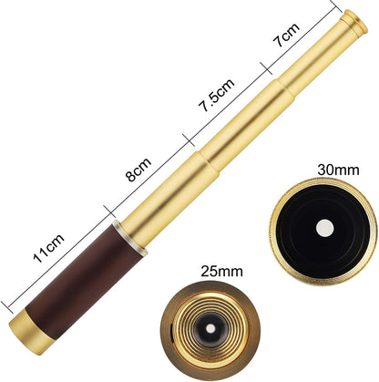 Pirate Spyglass Telescope, Caribbean Collapsible Spyglass 25x30 High Powered Zoomable Pirate Monocular Telescope Handheld Telescope Pirate Spyglass for Bird Watching Hunting Hiking Travelling
