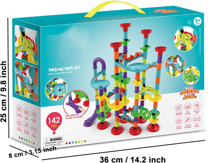50 PCS Marble Toy Premium Set,STEM Educational Building Block Toy,Marble Track Race Set with 15 Glass Marbles for Boys & Girls,Construction Building Blocks Toys for Kids