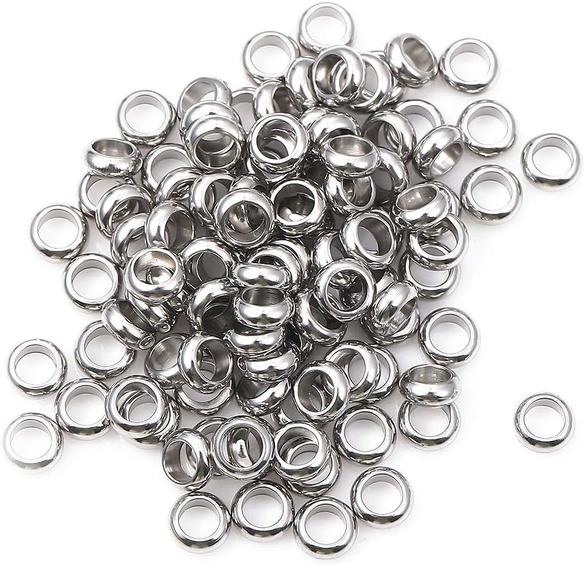 BEADIA Stainless Steel Spacer Beads 3x2.5mm Round Loose Charm Caps Beads for DIY Jewelry Making 100pcs with 1mm Hole