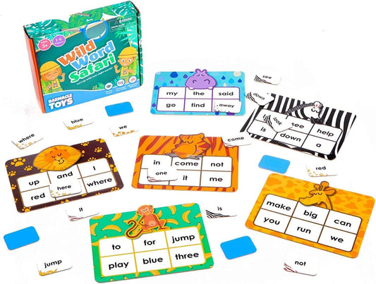 Barnacle Toys Wild Word Safari - CVC Sight Word Reading Games, Primary Phonics Flash Card Alternatives for Kids, Learning Activities/Resources and a Classroom Must Have