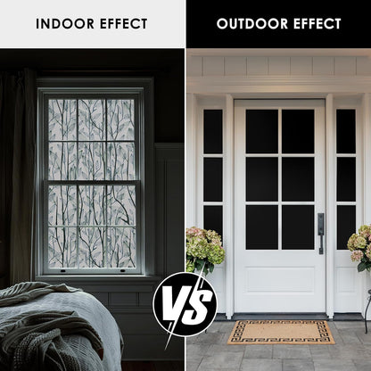 Leaf Pattern Window Tint with Installation Tools, Blackout Window Cover, Sun Blocking Window Tint for Home (Full Blackout Opaque, 17.7'' x 78.7'')