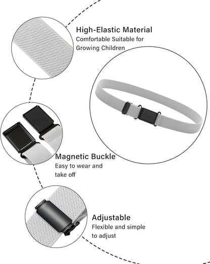 AWAYTR 3 PCS Kids Adjustable Magnetic Belts - Easy to Use Magnetic Buckle Belt for Boys and Girls
