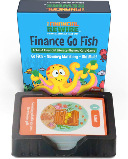 Finance Go Fish – 3-in-1 Financial Literacy Card Game for Kids Ages 5–12 | Go Fish, Memory & Old Maid | Educational Money Vocabulary Deck (Combo)