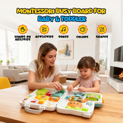 Montessori Busy Board Toys for 1 2 Year Old, Educational Montessori Baby Toys for 12-18 Months, Toddler 1-3 Musical Toys,Birthday Christmas Toys Gifts for 1 2 Year Old Boys Girls