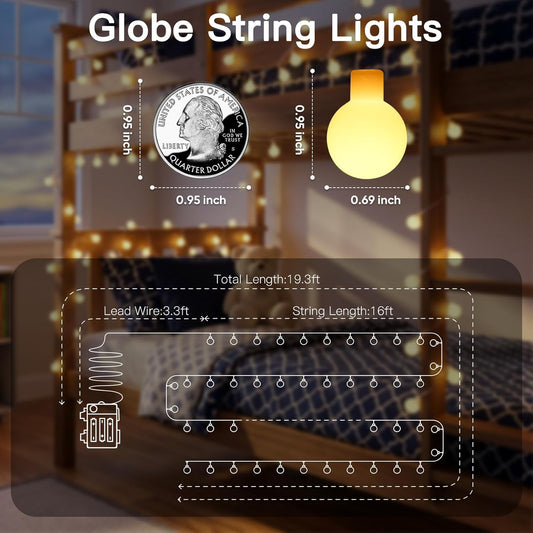 suddus String Lights for Bedroom, 66ft 200 Led Connectable Globe String Lights Indoor, Hanging Fairy Lights Plug in with Remote for Kids Room Dorm Classroom Outdoor Christmas Tree Decor, Warm White