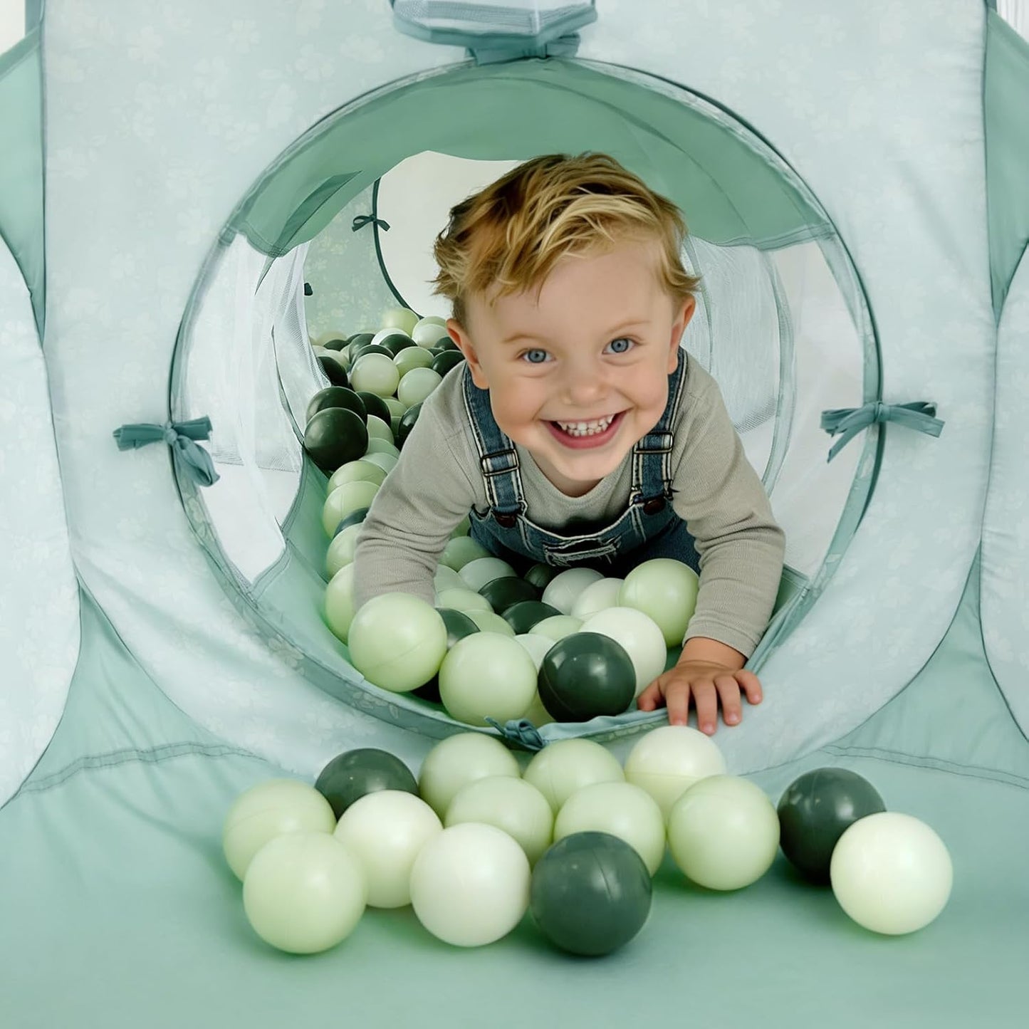 Tiny Land Play Tunnel and Ball Pit for Toddlers, 5pcs Indoor Playground - Foldable Pop Up Tents with Carry Bag, Outdoor Playhouse with Crawling Toys & Play Tent, Gift for Boys and Girls