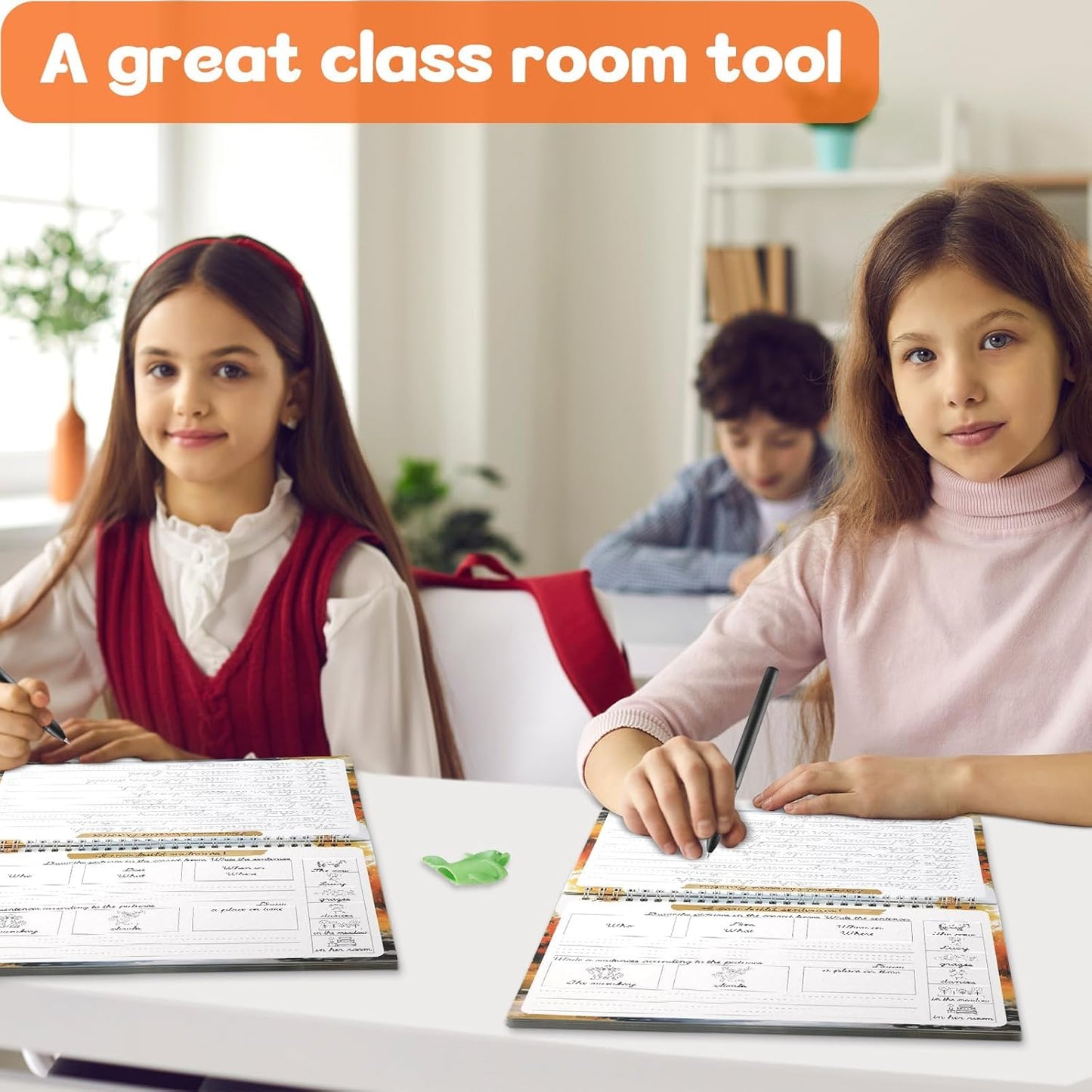 gisgfim Grooved Cursive Handwriting Workbook Magic Reusable Grooved Cursive Handwriting Practice Guided Tracing with Disappearing Ink Pens for Beginners Kids Learning Activities Supplies (Sentence)
