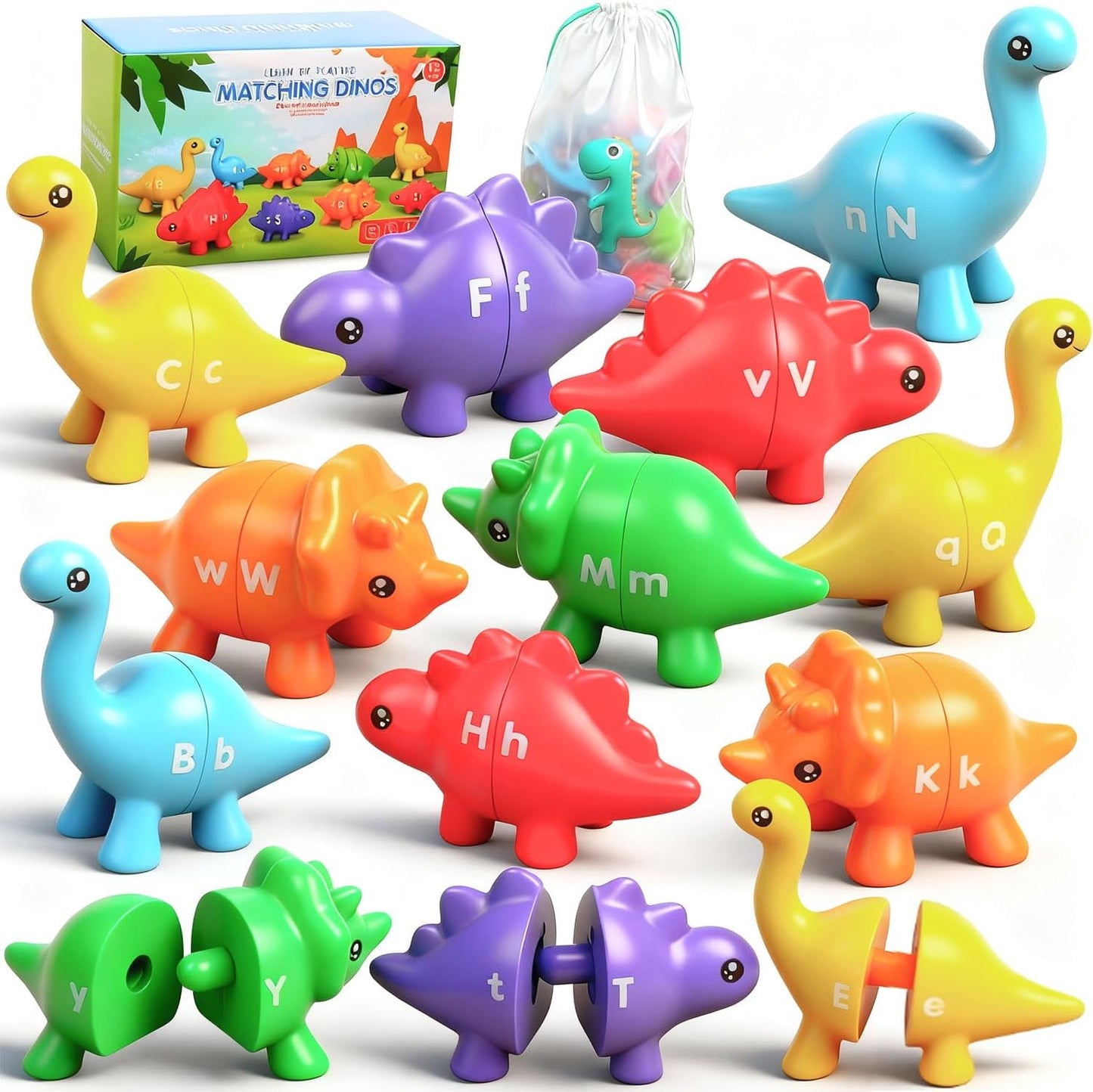 Numbers Matching Game 10 Pcs,123 Counting Dinosaur Toy Montessori Learning Toys for 12 Months Toddlers Kids Ages 1 2 3 4 5 Years Old, Mathematics Educational Preschool Fine Motor Skill Dinosaur Set
