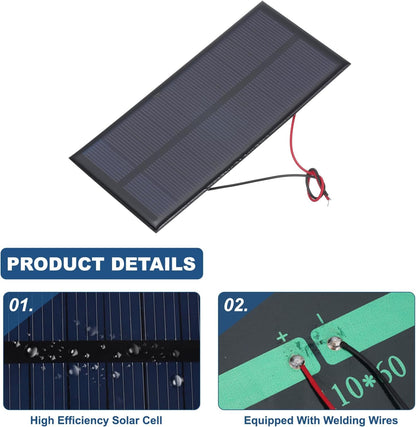 MECCANIXITY 2 Pcs 5.5V 0.44W 70mA Mini Solar Panels, Small Polycrystalline Solar Cell Panel with 2 Cable for DIY Electric Toy Materials Kits Charger, 60mm x 60mm