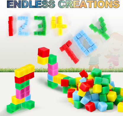 144PCS Sticky Stacking Cubes for Kids - Mini Squishy Cubes Sensory Toys for Toddler, Non Toxic Preschool Jelly Blocks for Building, Stretch, Squishy, Travel Essentials Toys for 3 4 5 6 Years Old