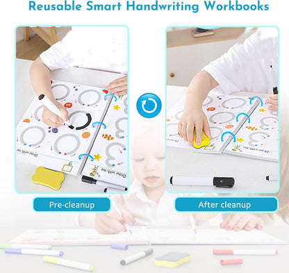 Scribble Smart Workbook, Handwriting Practice Workbook, Reusable Preschool Workbook and Tracing Book, Little Curious Mind Magic Scribble Smart Workbooks for Kid Ages 3-5 (4pcs Set)
