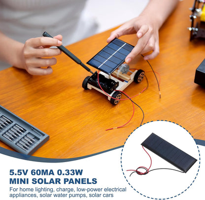 MECCANIXITY 2 Pcs 5.5V 0.44W 70mA Mini Solar Panels, Small Polycrystalline Solar Cell Panel with 2 Cable for DIY Electric Toy Materials Kits Charger, 60mm x 60mm