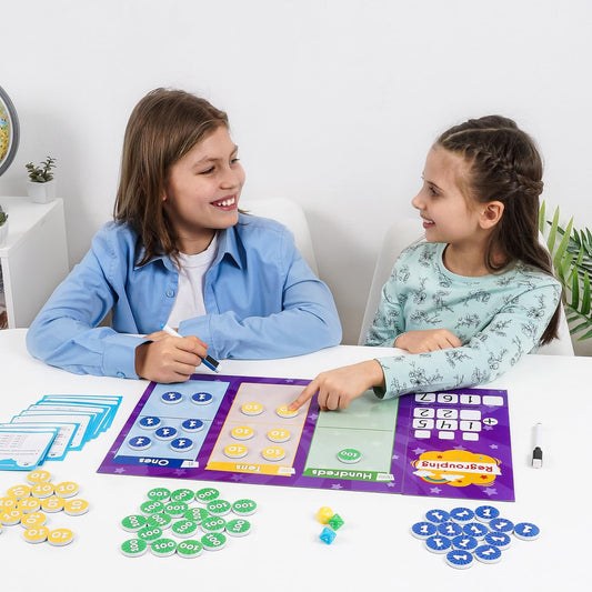 73 PCS Fun Magnetic Regrouping Activities Kit, Place Value Magnets, Magnetic Place Value Chart Mat, Place Value Manipulative 1st 2nd 3rd 4th Grade, Place Value Disks Chips, Base 10 Math - Simply Magic