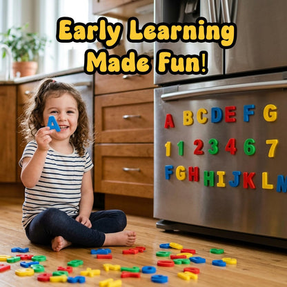 JoyLearn 78 Pieces Magnetic Letters and Numbers Alphabet Fridge Magnets ABC 123 Colorful Plastic Uppercase Lowercase Educational Toy Set with Math Symbols for Kids (78 PCS)