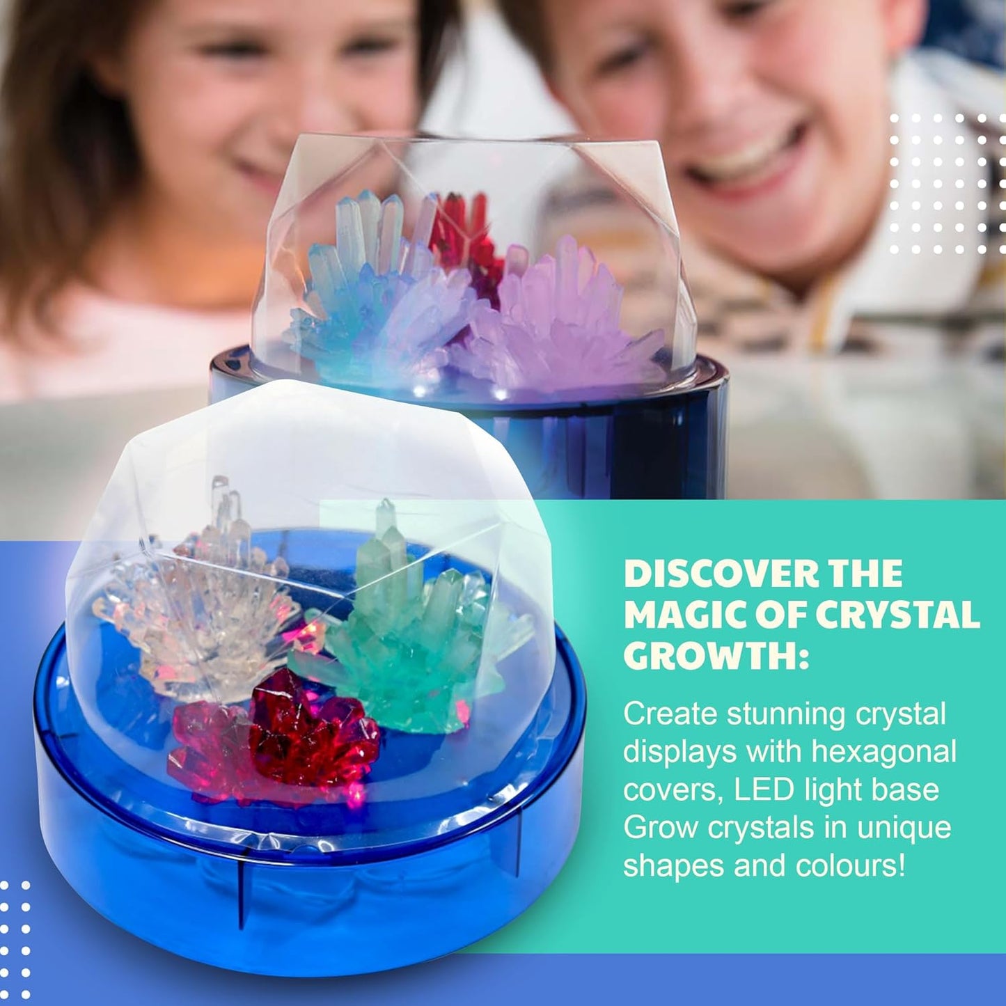 4M Glow Crystal Growing Kit - Grow a DIY Crystal Experiment Specimen, A Great Educational STEM Toys Crystal Making Gift for Kids & Teens, Boys & Girls
