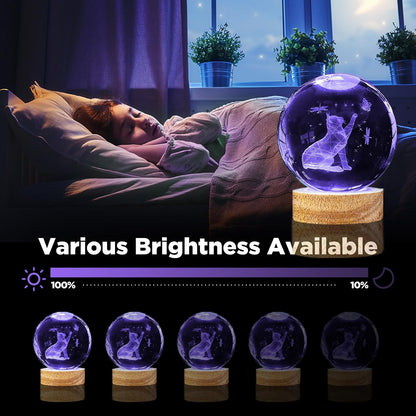 3D Solar System Crystal Ball Night Light with 16 Color Wooden LED Base Upgraded 3.15 In Galaxy Planets Ball Lamp with Remote for Birthday Christmas, Astronomy Space Gifts for Boys Girls Kids