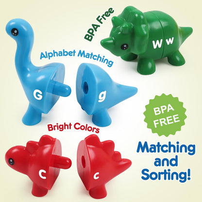 Montessori Matching Dinosaurs Toy, Color and Shapes Recognition, Snap and Pattern Match Game Preschool Learning Toys Homeschooling Class Activity Teaching Tool, Birthday Gift for Kids boys & Girls