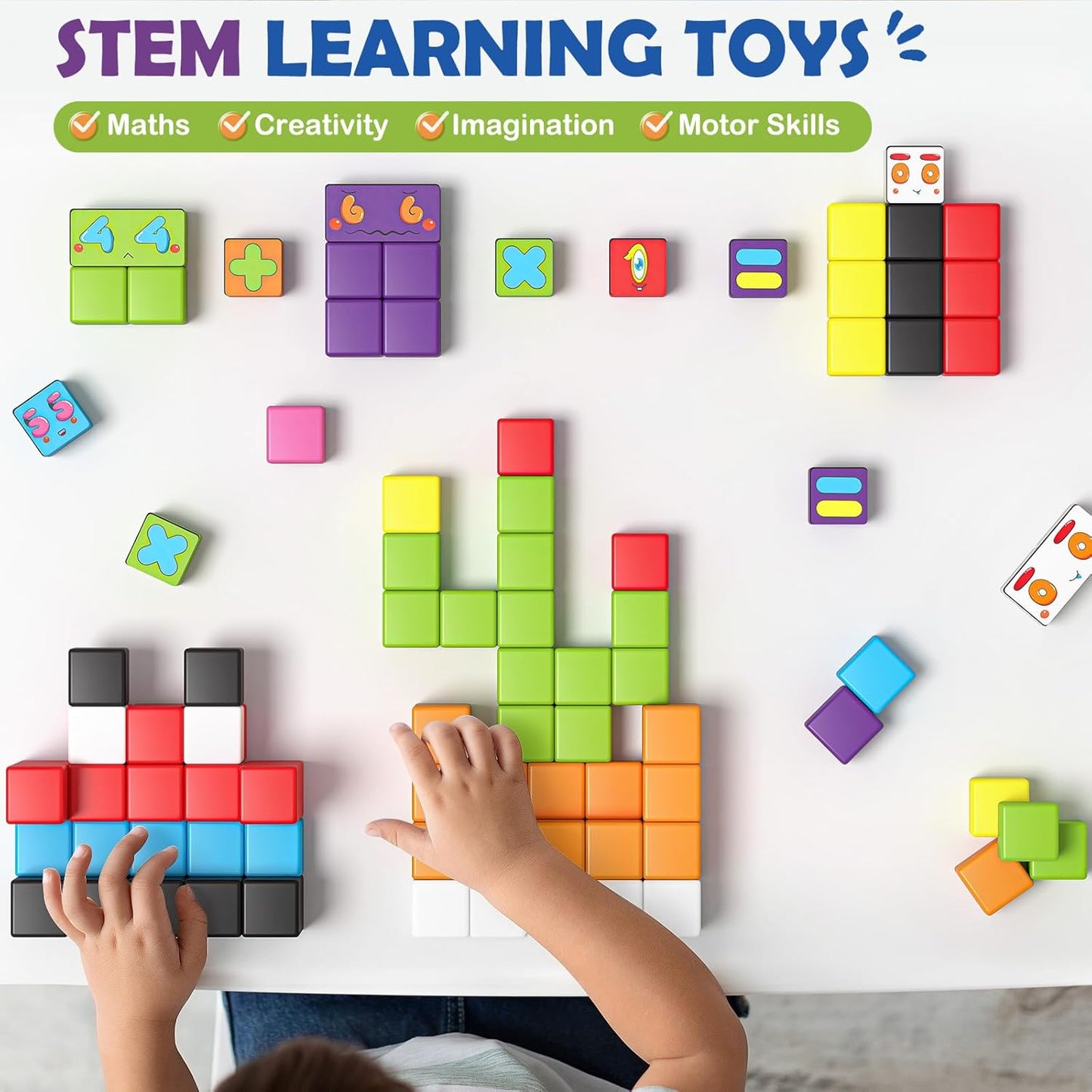 48PCS Magnetic Blocks for Toddlers Outdoor Toys, Large Magnetic Cube Toy for Sensory Montessori Education Preschool Magnet Toys for 3 4 5 6 Year Old Boys and Girls