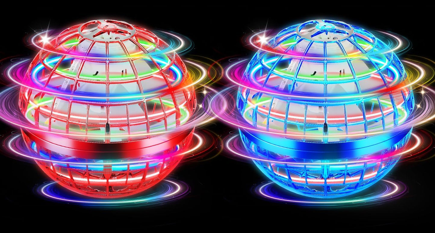 Flying Orb Ball Toy, 2026 Upgrade Hand Controlled Hover Ball with LED Lights,360° Rotating Boomerang Globe Cool Mini Drone, Ideal Birthday&Christmas Gift for Boys Girls-Blue & Purple